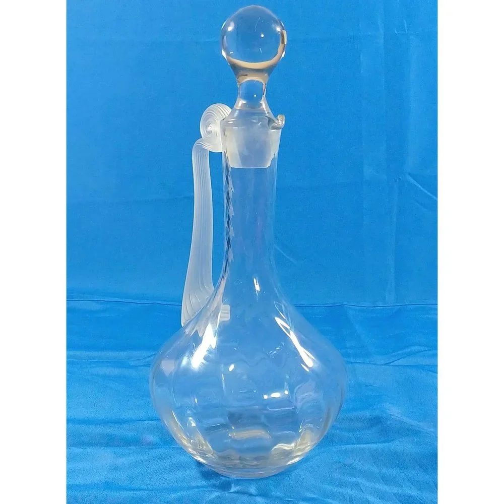 14.5" Lalique Style Art Deco Nouveau Frosted Glass Decanter Bottle Pitcher - Picture 5 of 8